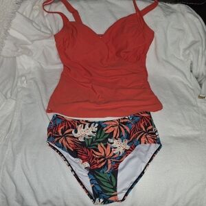 Tropical Coral and Leaf Print Women's Swimsuit